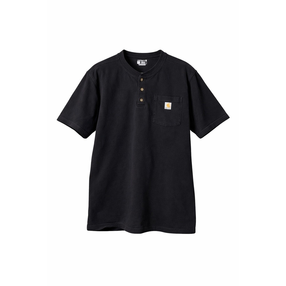 Carhartt Henley T-Shirt Mens Large Loose Fit‎ Black Pocket Workwear